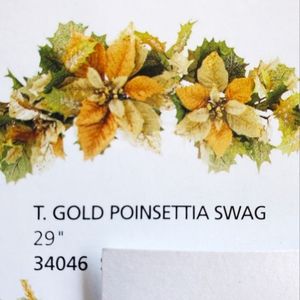 Home Interiors Gold Poinsettia Swag New in package Floral Holiday 29"
